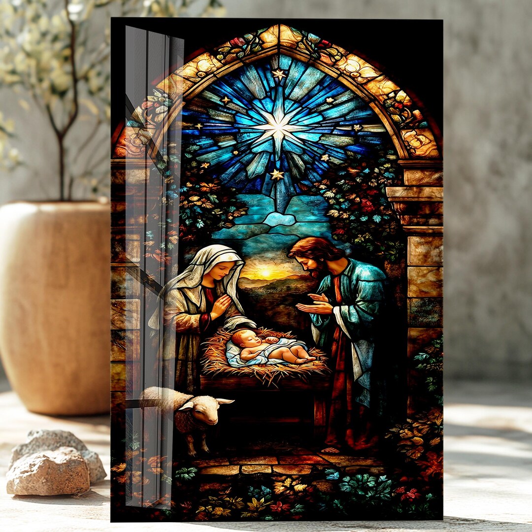 Tempered Glass Holy Family Wall Art: Christmas Nativity Scene - Etsy