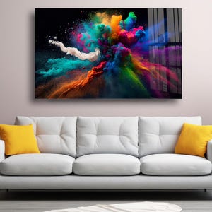 Colorful Splash Glass Wall Art - Colorful Tempered Glass Wall Art - Extra Large Wall Art - Home Decor - Glass Wall Decorr-Wall Hangings