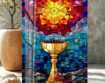 Stained Glass Eucharist Art: Tempered Glass Christian Wall Decor