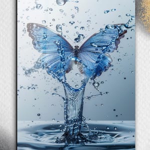Blue Butterfly Splash Wall Art-Tempered Glass Wall Art-Glass Wall Art-Contemporary Wall Art-Housewarming Gift-Home Decor-Modern Wall Hanging