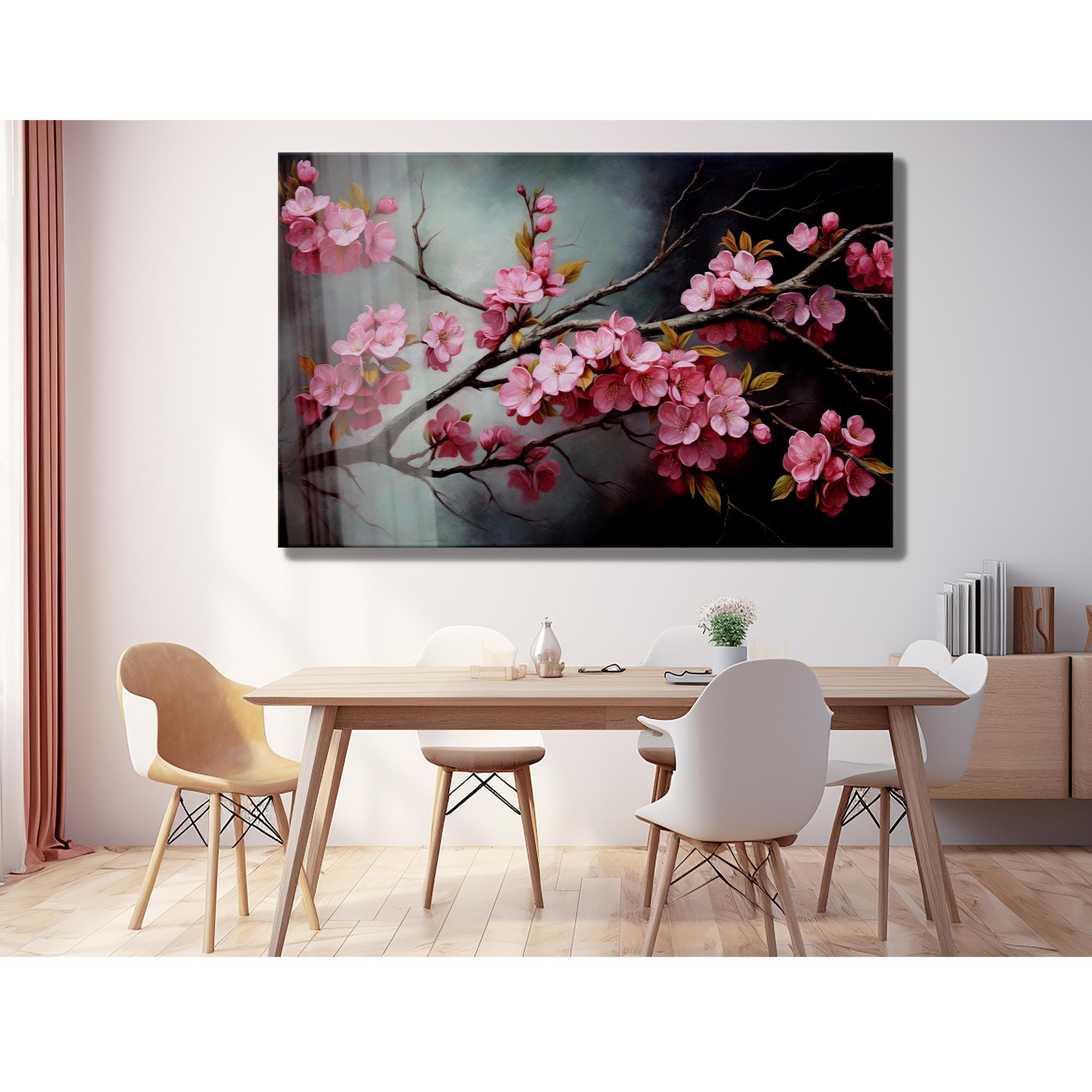 Cherry Blossom Tempered Glass Wall Art: Japanese Zen Decor - Etsy