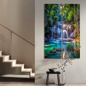 Tempered Glass Waterfall Wall Art: Modern Panoramic Landscape image 14