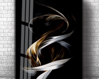 Metallic Abstract Tempered Glass Wall Art: Modern Minimalist Decor