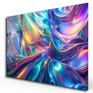 Colorful Abstract Art on Tempered Glass - Tempered Glass Wall Art - Extra Large Wall Art - Panoromic Wall Art - Glass Wall Art-Wall Hangings