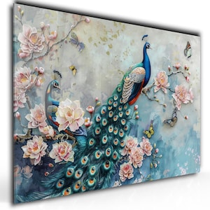 Tempered Glass Wall Art-Peacock Wall Art-Feathers Wall Decor-Glass Printing Art-Peacock Art-Wall Hangings-Tempered Glass Art-Peacock Decor