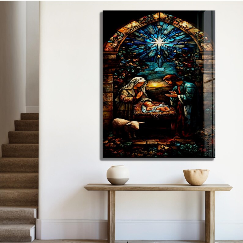Tempered Glass Holy Family Wall Art: Christmas Nativity Scene - Etsy