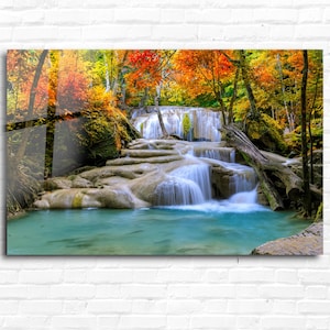 Waterfall Wall Art-Tempered Glass Wall Art-Panoramic Wall Art-Modern Glass Art-Large Glass Wall Art-Landscape Wall Art-Housewarming Gift