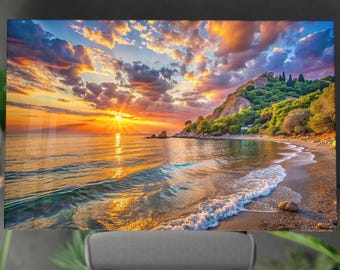 Maui Sunset Beach Acrylic Glass Wall Art: Coastal Seascape Decor
