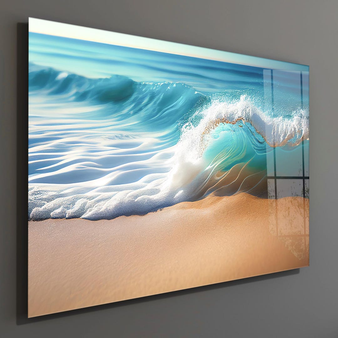 Ocean Wave Tempered Glass Wall Art – Modern Coastal Home Decor - Etsy