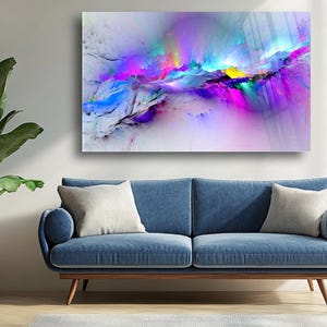 Colorful Abstract Art on Tempered Glass-Tempered Glass Wall Art-Fractal Art-Large Wall Art-Panoromic Wall Art-Glass Wall Art-Wall Hanging