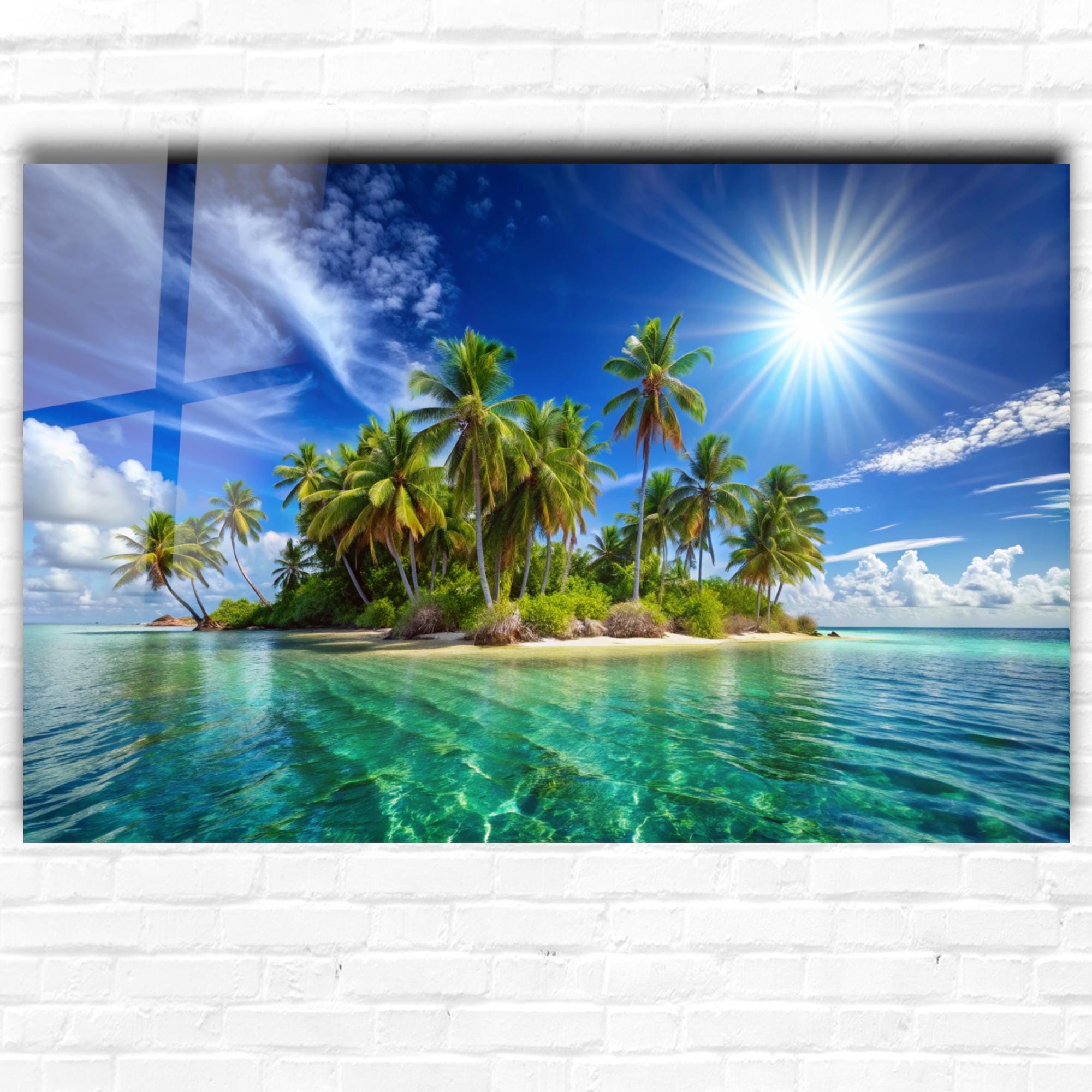 Tropical Beach Tempered Glass Wall Art: Coastal Palm Tree Print - Etsy