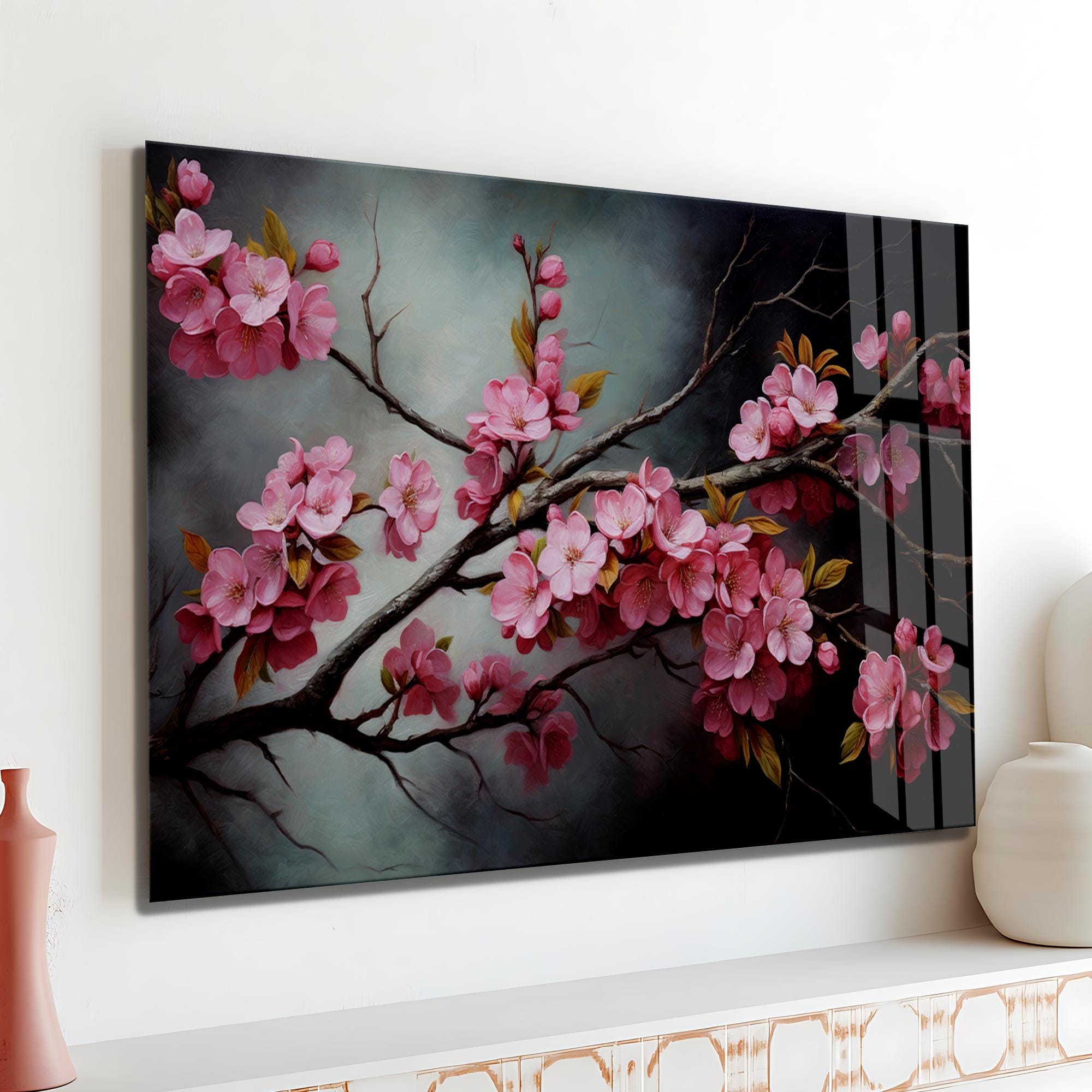 Cherry Blossom Tempered Glass Wall Art: Japanese Zen Decor - Etsy