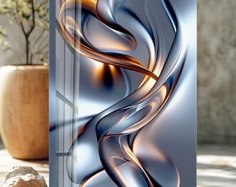 Abstract Tempered Glass Wall Art: Modern Metallic Home Decor