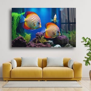 Colorful Fish Glass Wall Art, Underwater Tempered Glass Wall Art, Unique Gifts, Anniversary Gifts, Aquarium Wall Art, Kitchen Wall Decor