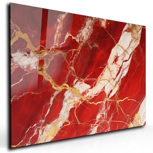 Red Abstract Marble Art-Tempered Glass Wall Art-Extra Large Wall Art-Glass Wall Art-Modern Wall Art-Housewarming Gift-Unique Home Decor