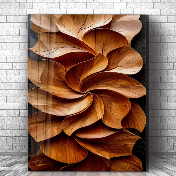 Abstract Wooden Wave Tempered Glass Wall Art - Rustic Modern Home Decor