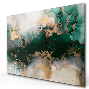 Green Gold Abstract Wall Art - Tempered Glass Art-Large Wall Decor-Glass Wall Art-Office Wall Art-Housewarming Gift-Home Decor-Wall Hanging