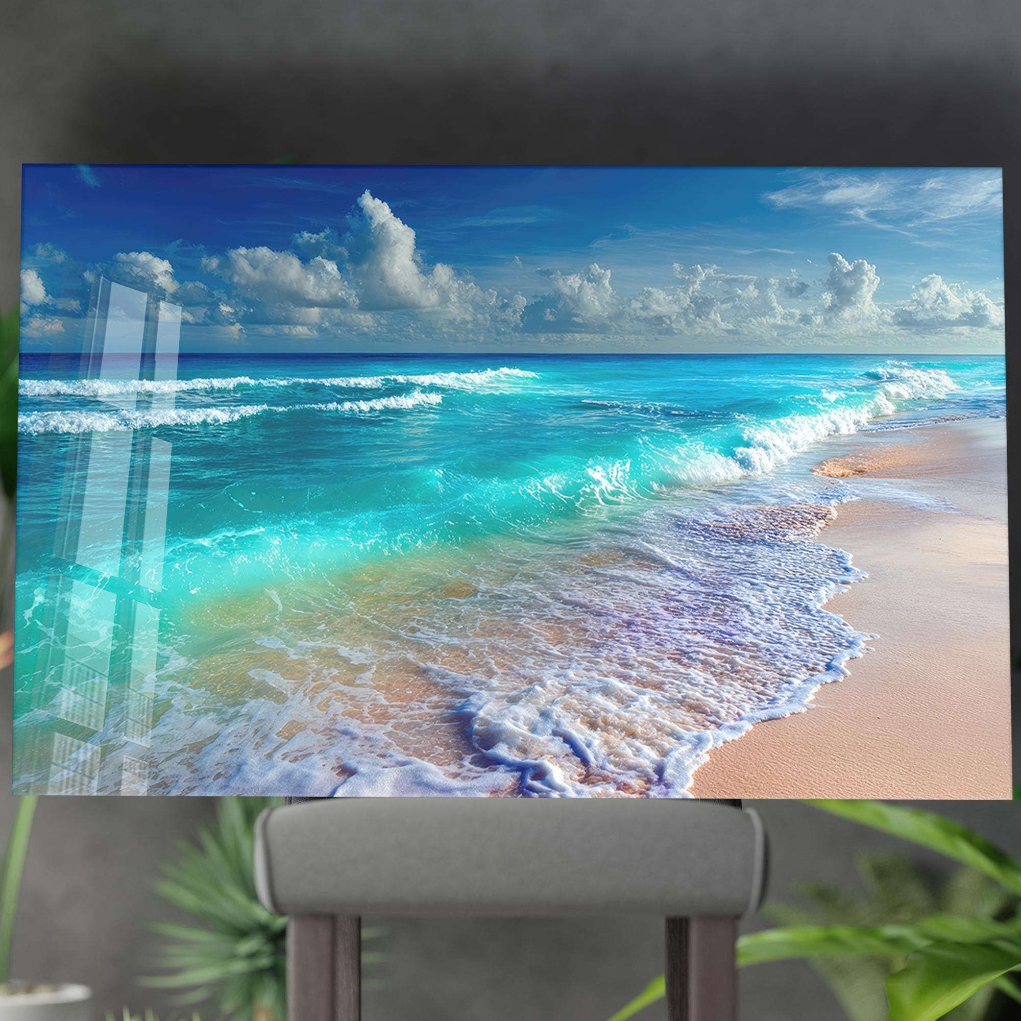 Turquoise Ocean Tempered Glass Wall Art, Coastal Seascape Print - Etsy