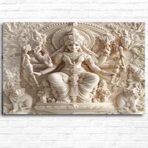 Durga Wall Artt-Tempered Glass Wall Art-Glass Printing-Large Glass Wall Art-Wall Hangings-Durga Wall Decor-Indian Wall Art-Hindu Wall Art