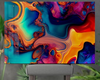 Arte murale in vetro temperato astratto arcobaleno: arredamento moderno per la casa