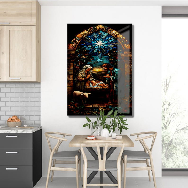 Tempered Glass Holy Family Wall Art: Christmas Nativity Scene - Etsy