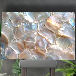Muurkunst van iriserend parelmoer schelpmozaïek van gehard glas, abstract decor