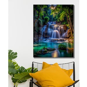 Tempered Glass Waterfall Wall Art: Modern Panoramic Landscape image 11