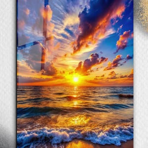 Sunset Ocean View Glass Art - Tempered Glass Wall Art - Large Wall Art-Glass Wall Art - Coastal Decor-Sunset Landscape Decor - Wall Hangings
