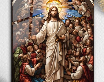 Arte murale di Gesù Cristo in vetro temperato: decorazioni in vetro colorato cristiano
