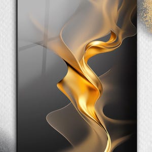 Minimalist Gold Glass Wall Art - Abstract Tempered Glass Print - Metallic Abstract Art - Unique Home Decor - Large Wall Decor Art -Home Gift