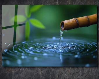 Zen Bamboo Tempered Glass Wall Art: Spa Decor