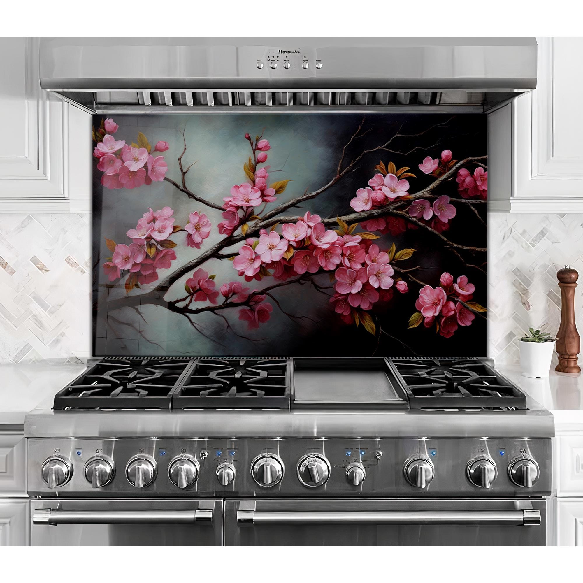 Cherry Blossom Tempered Glass Wall Art: Japanese Zen Decor - Etsy