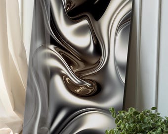 Abstract Tempered Glass Wall Art: Modern Metallic Home Decor
