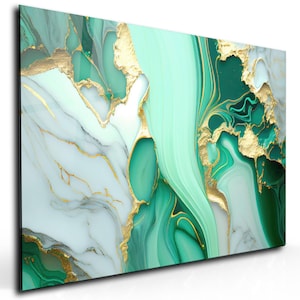 Green Gold Abstract Wall Art - Tempered Glass Art-Large Wall Decor-Glass Wall Art-Office Wall Art-Housewarming Gift-Home Decor-Wall Hanging