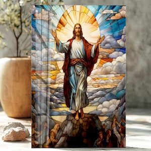 Décoration murale en verre trempé de style vitrail de Jésus-Christ | Décoration d'intérieur religieuse chrétienne