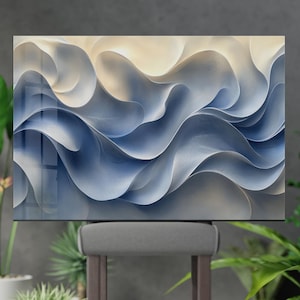 Ocean Wave Tempered Glass Wall Art: Stained Glass Look Coastal Decor