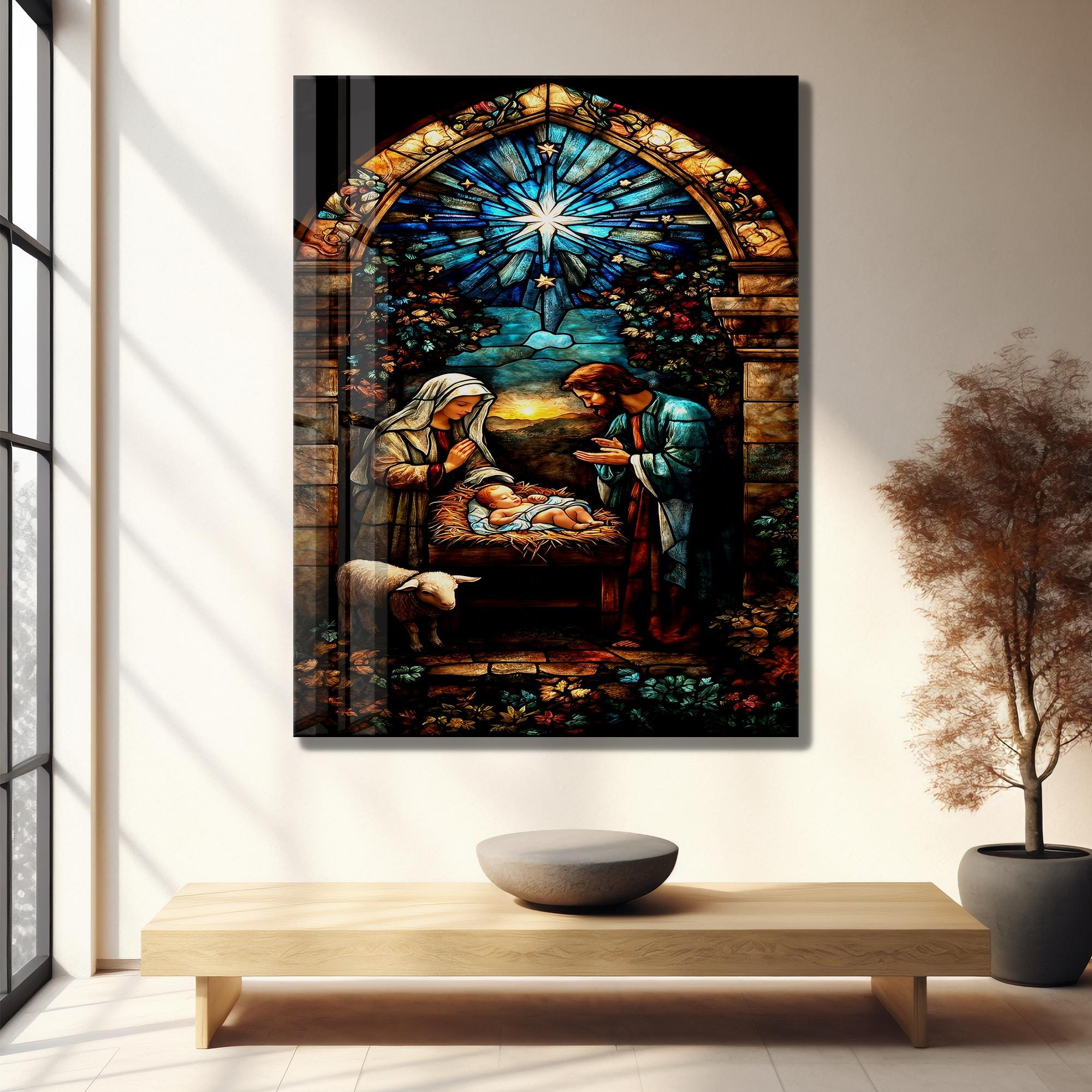 Tempered Glass Holy Family Wall Art: Christmas Nativity Scene - Etsy