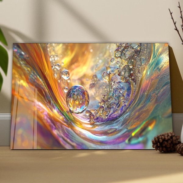 Tempered Glass Ocean Wave Wall Art – Abstract Sunset Seascape | Modern Coastal  Decor