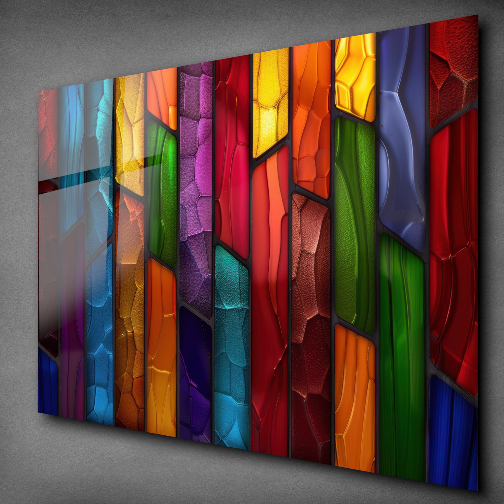 Colorful Abstract Stained Glass Look Tempered Glass Wall Art - Etsy