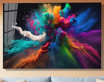 Arte murale in vetro temperato con schizzi colorati: arredamento moderno e astratto per la casa
