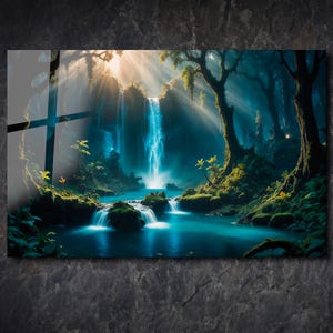 Waterfall Tempered Glass Art, Waterfall View Wall Art, Nature Landscape Art,Nature Landscape Decor, Wall Hangings,Housewarming Gifts
