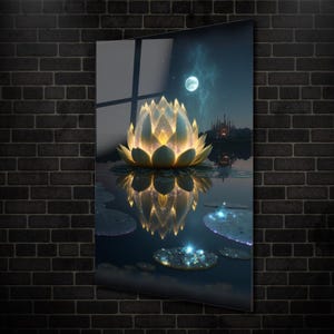 Tempered Glass Wall Art-Lotus Flower Wall Decor-Glass Wall Decor-Glass Printing-Large Wall Art-Wall Hangings-Glass Picture-Lotus Flower Art