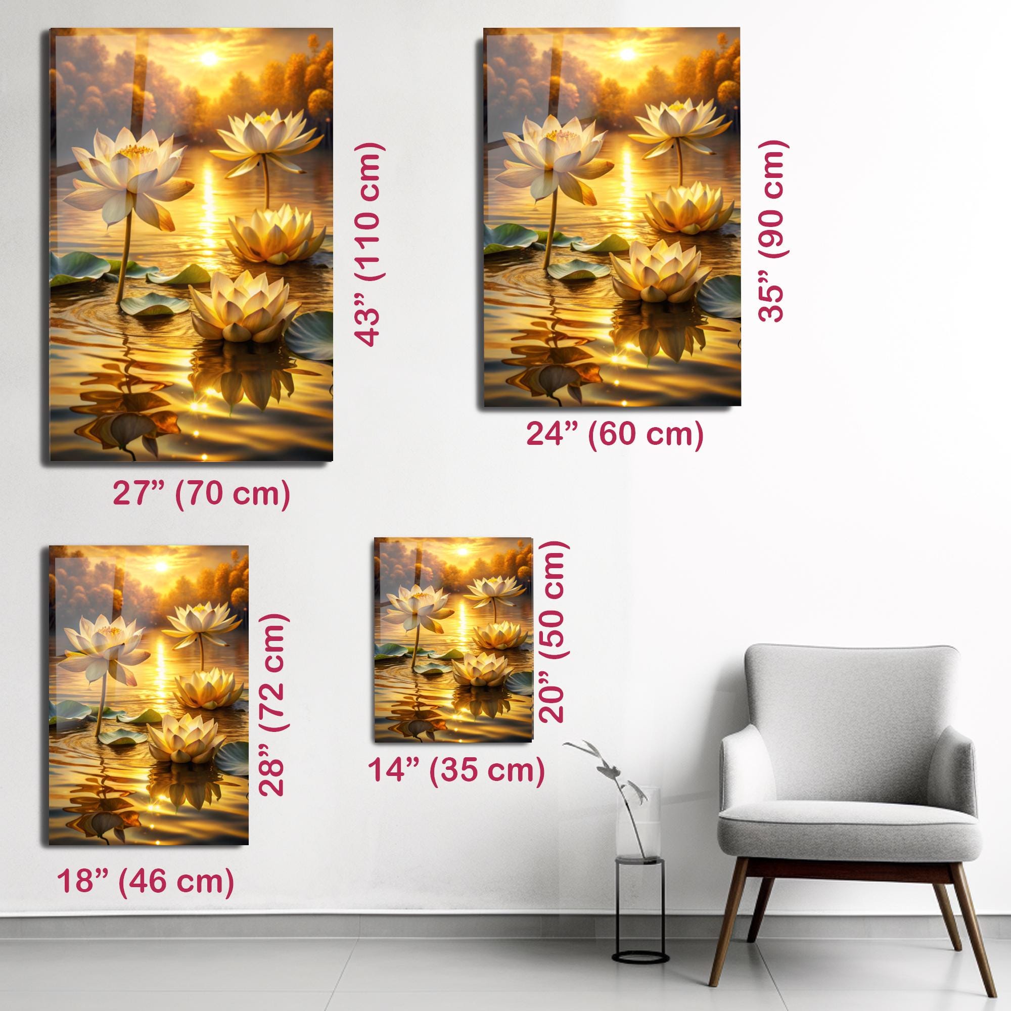 White Lotus Sunset Tempered Glass Wall Art: Zen Meditation Decor - Etsy
