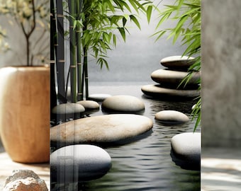 Zen Garden Tempered Glass Wall Art: Bamboo & Stone Spa Decor
