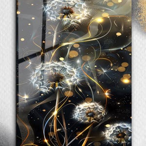 Tempered Glass Dandelion Art-Large Wall Art-Glass Wall Art-Abstract Nature Art-Housewarming Gift-Unique Home Decor-Office Decor-Wall Hanging