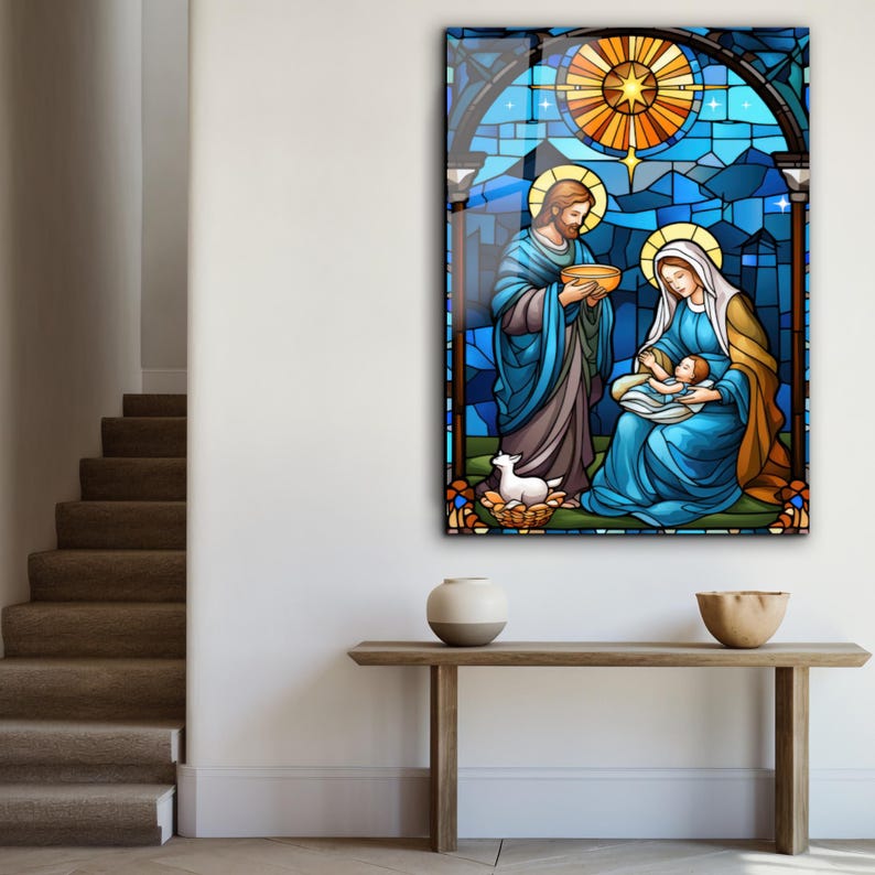 Holy Family Tempered Glass Wall Art: Religious Nativity Scene - Etsy