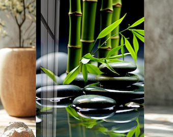 Zen Tempered Glass Wall Art: Bamboo & Stone Spa Decor