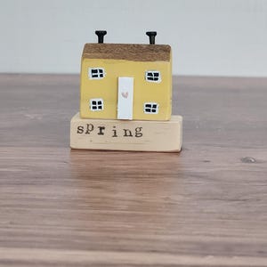 Hand-Painted Wooden Tiny House: Coastal Home Decor