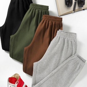 Unisex Sweatpants, Organic Joggers 100% Cotton Fleece Sweatpants, Women's Sweatpants, Comfortable Loose Cut, Casual Sports Pants