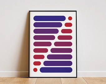 Impressão artística em gradiente geométrico abstrato: pôster minimalista vermelho-púrpura (download digital)